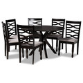 Baxton Studio Mila Grey Upholstered and Dark Brown Finished Wood 7-Piece Dining Set 172-10530-10894